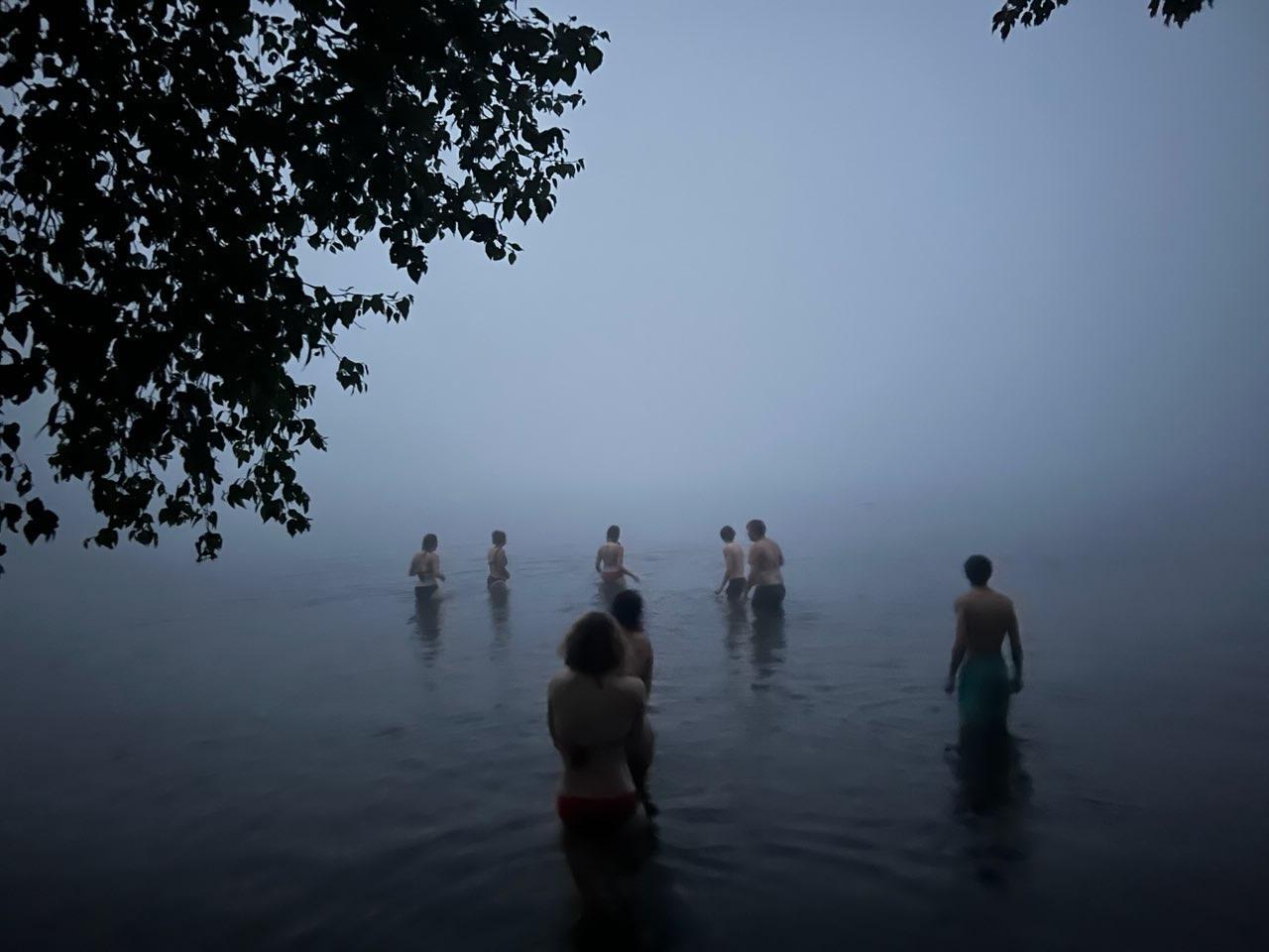 swimming at night